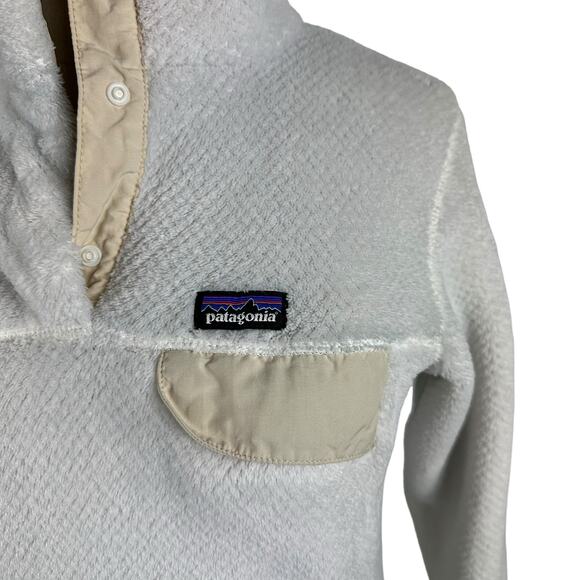PATAGONIA White ReTool Snap Pullover Fleece Jacket Girls Size XL 14 Cream - Picture 4 of 7